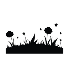 Wall Mural - A vibrant vector illustration of a summer meadow with colorful flowers and green grass under a clear sky