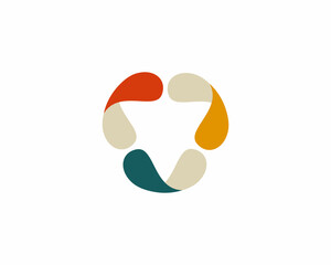 Wall Mural - abstract triangle logo from rotating shapes. flat atomic energy force sign logotype. creative recycl
