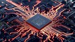 © Melon - Close-up view of a modern microchip with intricate circuitry and glowing connections, symbolizing advanced technology.
