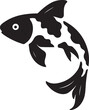 © jakircreativedesign - Koi fish silhouette bold black and white, Japanese pond fish minimal line style