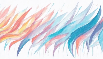 Wall Mural - ethereal pastel flame watercolor illustration with abstract feathered streaks in pink, blue, and ora
