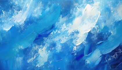 Wall Mural - abstract sky inspired blue gradient painting with wispy white clouds and dynamic brush textures, per
