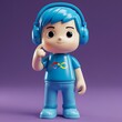 © Autism in Focus - Smiling toy character with headphones and neurodiversity infinity rainbow shirt