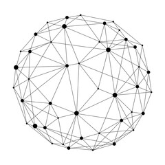 Wall Mural - global connected web black dots data