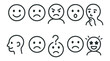 © Hubba Bubba - Emotions and expressions line icon set. smile, sad, angry, thinking icons