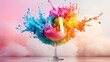 © svastix - A stunning glass filled with a vibrant mix of colorful splashes, representing creativity and joy amidst a dreamy, blurred background of pastel hues. Perfect for artistic themes.