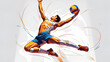 © Stocker - Male Volleyball player jumping high to spike a ball on isolated background - 1