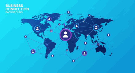 Wall Mural - global business network connection worldwide collaboration and partnership background