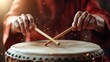 © svastix - A close-up of hands skillfully playing a drum, surrounded by dynamic energy and sparks, evoking a sense of rhythm and passion for music and creativity.