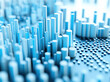 © Tea leaves - 3D blue data visualization with vertical bars and dots representing statistical information, creating modern and dynamic look. This evokes sense of technology and analysis