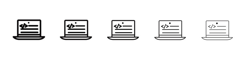 coding program icon black and white vector sign
