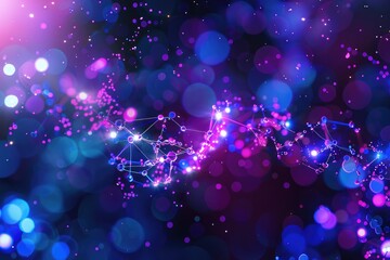 Premium Quality Picture of Blue and Purple Abstract Future Background with Molecular Technology