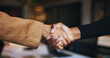 © FantiS/peopleimages.com - Business people, handshake and collaboration for partnership, b2b deal or brand sponsorship. Closeup, cooperation and shaking hands for agreement, trust and thank you for campaign funding in office