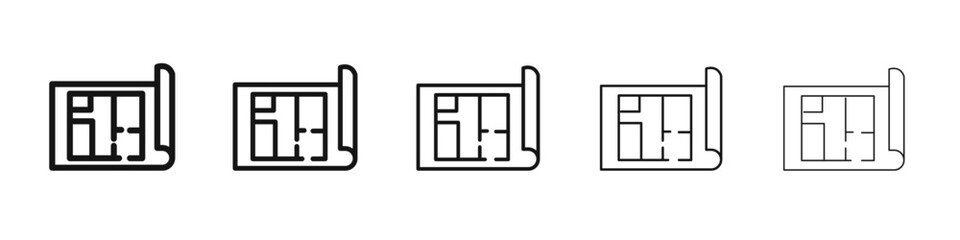 Architecture plan icon vector outline set illustration sign