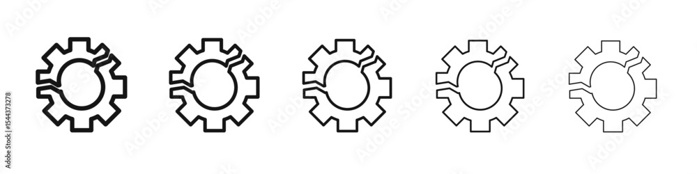 Broken gear icon vector outline set illustration sign Stock Vector ...