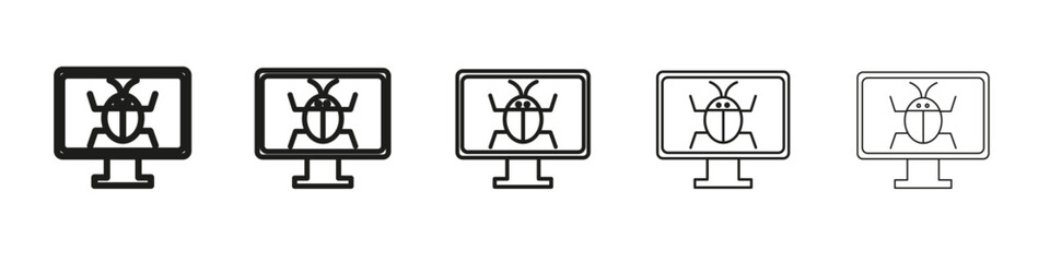 computer bug icon vector outline set illustration sign