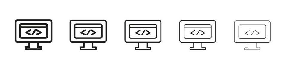 Display code icon vector outline set illustration sign