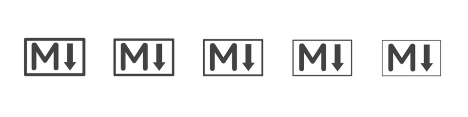 Markdown icon vector outline set illustration sign