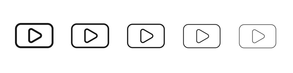 Play button icon vector outline set illustration sign