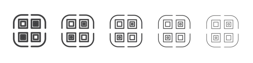 QR code icon vector outline set illustration sign