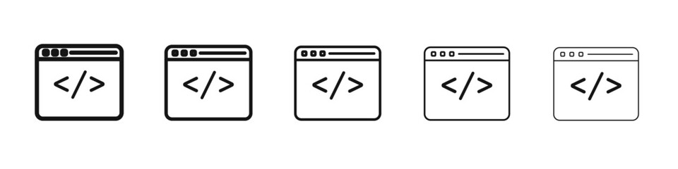 Web development icon vector outline set illustration sign