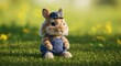 © budi - Adorable 3D Render of a Rabbit in Overalls Sitting in Grass
