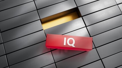 iq concept. acronym of questions and answers or job of tester or quality engineer.close up of metal 