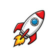 © MDMasudul - Cartoon rocket ship launching into space white background illustration