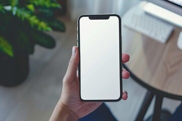High Resolution Visual of Close Up Hands Holding Phone Mockup