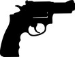 © Waqas - Gun silhouette illustration, firearm vector icon, weapon outline design, black handgun graphic, illustration of a gun