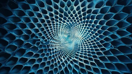 Wall Mural - a blue and white abstract pattern with a central spiral structure.