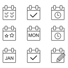 Wall Mural - calendar icons collection - vector. calendar symbols isolated. line style icon. flat icon. editable 