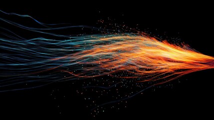 Wall Mural - a vibrant, colorful stream of light and particles against a black background.