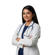© Someone Cooked Here - young indian female doctor standing straight with arms crossed and soft smile