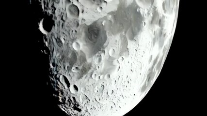 Wall Mural - detailed lunar surface with craters on dark background, showcasing textures and cosmic gray and whit