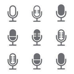Wall Mural - microphone icon set. different microphone collection. vector