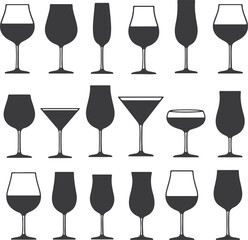 Elegant Array of Wine Glass Silhouettes A Study in Shape and Style for Varied Tastes and Occasions
