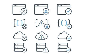 seamless pattern of cloud and browser icons with alerts and checks