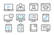 © Ludmila Zabaranilova - Online learning and communication icons with technology and education symbols