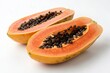 © Anas - Ripe Papaya Halves: Vibrant Tropical Fruit Photography Isolate on white background