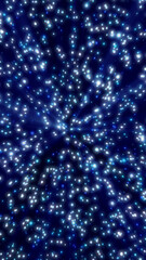 Wall Mural - dark abstract background with glowing blue star-like lights scattered in a cosmic space pattern