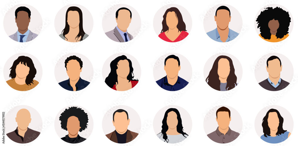 Vector people faces avatars and users collection - Set of illustrations ...