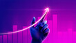 © BakerVai - Hand guiding upward trending neon arrow graph