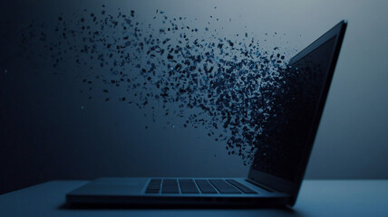 laptop with binary code