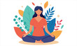 © LailaArtworks - Woman meditating in lotus position surrounded by colorful leaves