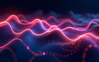 Vibrant futuristic digital wave pattern with glowing lines and colorful data visualization background. High quality