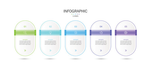 Wall Mural - infographic labels with icons and 5 options or steps. suitable for process diagrams, presentations, 