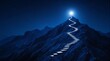 © CuteBee - Mountain peak with stairs leading to bright light achievement success concept wallpaper background