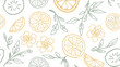 © Artistic Arc - Seamless pattern with lemon slices, flowers, and leaves in a hand drawn style for a fresh look design