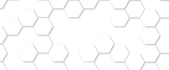 Wall Mural - Abstract background with white color hexagons and seamless pattern vector design . luxury white pattern geometric mesh cell texture .honeycomb 3d background texture design .